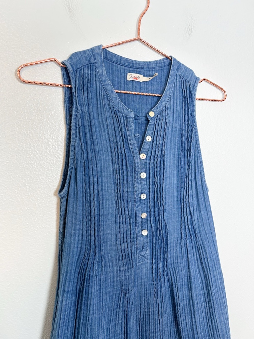 Faherty Cotton Gauze Isha Dress Indigo - Picture 5 of 9